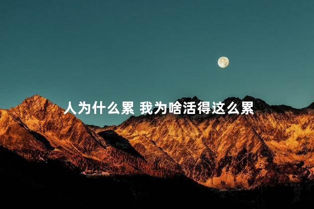 人为什么累 我为啥活得这么累